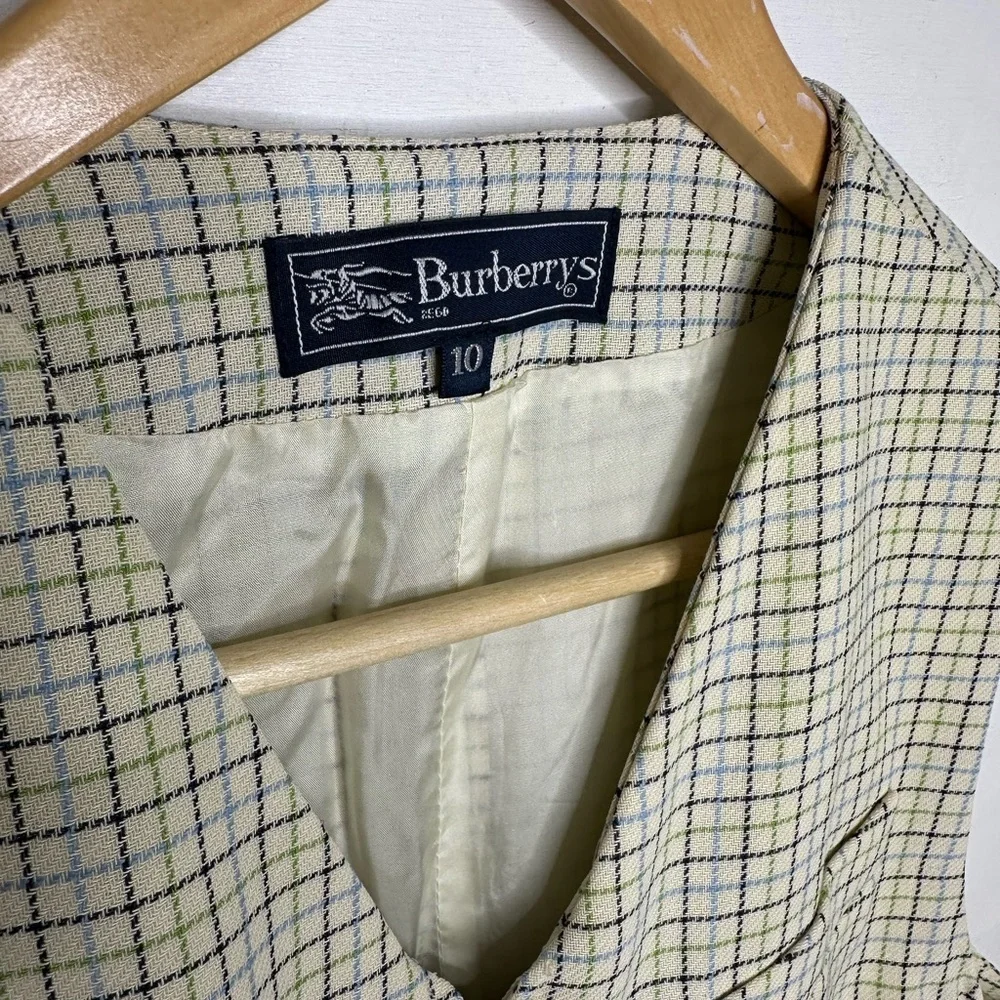 Burberry Womens Size 10 Vintage Plaid Vest Nova Check Sleeveless Wool Blend Top - Picture 4 of 7